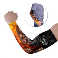 Personalised Aotearoa Darts Arm Sleeves Maori Koru Flaming Dartboard LT14 Set of 2 Black - Polynesian Pride