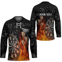Personalised Aotearoa Darts Hockey Jersey Maori Koru Flaming Dartboard - Polynesian Pride