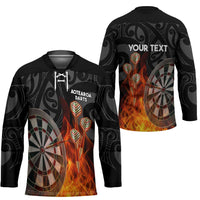 Personalised Aotearoa Darts Hockey Jersey Maori Koru Flaming Dartboard LT14 - Polynesian Pride