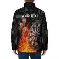 Personalised Aotearoa Darts Padded Jacket Maori Koru Flaming Dartboard - Polynesian Pride