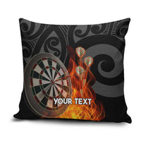 Personalised Aotearoa Darts Pillow Cover Maori Koru Flaming Dartboard - Polynesian Pride