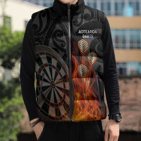 Personalised Aotearoa Darts Sleeveless Puffer Jacket Maori Koru Flaming Dartboard - Polynesian Pride