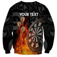 Personalised Aotearoa Darts Sweatshirt Maori Koru Flaming Dartboard LT14 - Polynesian Pride
