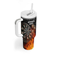 Personalised Aotearoa Darts Tumbler With Handle Maori Koru Flaming Dartboard LT14 - Polynesian Pride