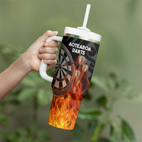 Personalised Aotearoa Darts Tumbler With Handle Maori Koru Flaming Dartboard LT14 - Polynesian Pride