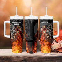 Personalised Aotearoa Darts Tumbler With Handle Maori Koru Flaming Dartboard LT14 - Polynesian Pride