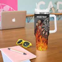 Personalised Aotearoa Darts Tumbler With Handle Maori Koru Flaming Dartboard LT14 - Polynesian Pride