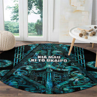 Maori Language Week Round Carpet Kia Mau Ki To Ukaipo Paua Shell Color LT14 - Polynesian Pride