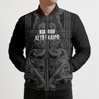 Maori Language Week Personalised Bomber Puffer Jacket Kia Mau Ki To Ukaipo Grey Color LT14 - Polynesian Pride