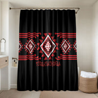 Aotearoa Atua Tumatauenga Bathroom Set Maori God Of War Taniko Motifs LT14 Shower Curtain Only Red - Polynesian Pride
