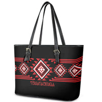 Aotearoa Atua Tumatauenga Leather Tote Bag Maori God Of War Taniko Motifs LT14 - Polynesian Pride