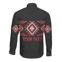 Aotearoa Atua Tumatauenga Personalised Long Sleeve Button Shirt Maori God Of War Taniko Motifs LT14 - Polynesian Pride