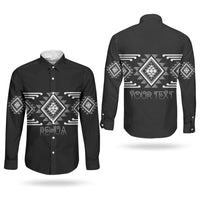 Aotearoa Atua Rehua Personalised Couples Matching Off The Shoulder Long Sleeve Dress and Long Sleeve Button Shirt Maori God Of Healing Taniko Motifs LT14 - Polynesian Pride