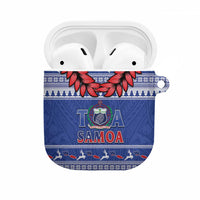 Toa Samoa Rugby Christmas AirPods Case Ula Fala Samoan Pattern Blue LT14 Blue - Polynesian Pride