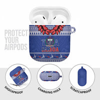 Toa Samoa Rugby Christmas AirPods Case Ula Fala Samoan Pattern Blue LT14 - Polynesian Pride