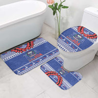 Toa Samoa Rugby Christmas Bathroom Set Ula Fala Samoan Pattern Blue - Polynesian Pride