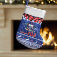 Toa Samoa Rugby Christmas Stocking Ula Fala Samoan Pattern Blue - Polynesian Pride