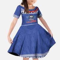 Personalised Toa Samoa Rugby Christmas Family Matching Mermaid Dress and Hawaiian Shirt Ula Fala Samoan Pattern Blue - Polynesian Pride