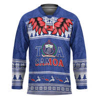Personalised Toa Samoa Rugby Christmas Hockey Jersey Ula Fala Samoan Pattern Blue LT14 Unisex Blue - Polynesian Pride