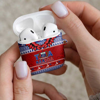 Toa Samoa Rugby Christmas AirPods Case Ula Fala Samoan Pattern Red LT14 - Polynesian Pride