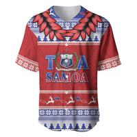 Personalised Toa Samoa Rugby Christmas Baseball Jersey Ula Fala Samoan Pattern Red LT14 Red - Polynesian Pride