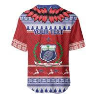 Personalised Toa Samoa Rugby Christmas Baseball Jersey Ula Fala Samoan Pattern Red LT14 - Polynesian Pride