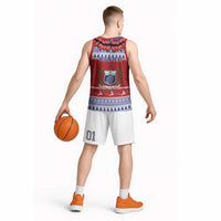 Personalised Toa Samoa Rugby Christmas Basketball Jersey Ula Fala Samoan Pattern Red - Polynesian Pride
