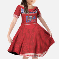 Personalised Toa Samoa Rugby Christmas Family Matching Mermaid Dress and Hawaiian Shirt Ula Fala Samoan Pattern Red - Polynesian Pride