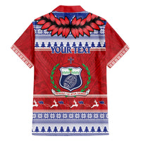 Personalised Toa Samoa Rugby Christmas Family Matching Off Shoulder Short Dress and Hawaiian Shirt Ula Fala Samoan Pattern Red - Polynesian Pride