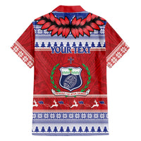 Personalised Toa Samoa Rugby Christmas Family Matching Short Sleeve Bodycon Dress and Hawaiian Shirt Ula Fala Samoan Pattern Red - Polynesian Pride