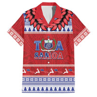 Personalised Toa Samoa Rugby Christmas Family Matching Summer Maxi Dress and Hawaiian Shirt Ula Fala Samoan Pattern Red - Polynesian Pride
