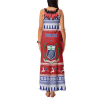 Personalised Toa Samoa Rugby Christmas Family Matching Tank Maxi Dress and Hawaiian Shirt Ula Fala Samoan Pattern Red - Polynesian Pride