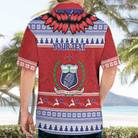 Personalised Toa Samoa Rugby Christmas Hawaiian Shirt Ula Fala Samoan Pattern Red LT14 - Polynesian Pride