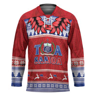 Personalised Toa Samoa Rugby Christmas Hockey Jersey Ula Fala Samoan Pattern Red LT14 Unisex Red - Polynesian Pride