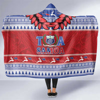 Toa Samoa Rugby Christmas Hooded Blanket Ula Fala Samoan Pattern Red - Polynesian Pride