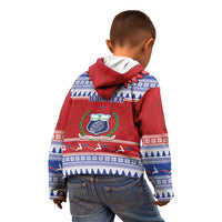Personalised Toa Samoa Rugby Christmas Kid Hoodie Ula Fala Samoan Pattern Red - Polynesian Pride