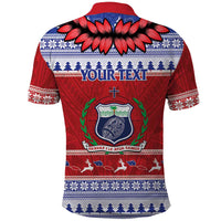 Personalised Toa Samoa Rugby Christmas Polo Shirt Ula Fala Samoan Pattern Red LT14 - Polynesian Pride