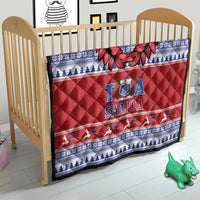 Toa Samoa Rugby Christmas Quilt Ula Fala Samoan Pattern Red - Polynesian Pride