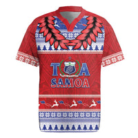 Personalised Toa Samoa Rugby Christmas Rugby Jersey Ula Fala Samoan Pattern Red LT14 Red - Polynesian Pride