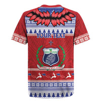 Personalised Toa Samoa Rugby Christmas Rugby Jersey Ula Fala Samoan Pattern Red LT14 - Polynesian Pride