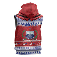Personalised Toa Samoa Rugby Christmas Sleeveless Zip Hoodie Ula Fala Samoan Pattern Red LT14 - Polynesian Pride