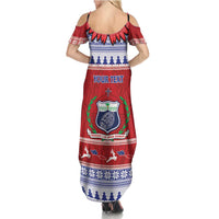 Personalised Toa Samoa Rugby Christmas Summer Maxi Dress Ula Fala Samoan Pattern Red LT14 - Polynesian Pride