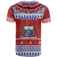 Personalised Toa Samoa Rugby Christmas T Shirt Ula Fala Samoan Pattern Red LT14 - Polynesian Pride