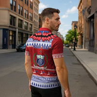 Personalised Toa Samoa Rugby Christmas Zipper Polo Shirt Ula Fala Samoan Pattern Red LT14 - Polynesian Pride