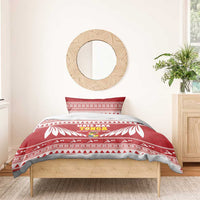 Tonga Rugby Christmas Bedding Set Mate Maa Tonga Ngatu Pattern - Polynesian Pride