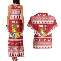 Personalised Tonga Rugby Christmas Couples Matching Tank Maxi Dress and Hawaiian Shirt Mate Maa Tonga Ngatu Pattern LT14 - Polynesian Pride