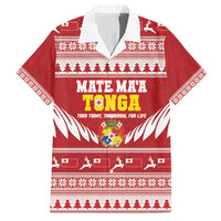 Personalised Tonga Rugby Christmas Family Matching Off Shoulder Maxi Dress and Hawaiian Shirt Mate Maa Tonga Ngatu Pattern - Polynesian Pride