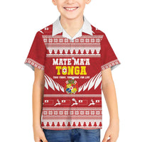 Personalised Tonga Rugby Christmas Family Matching Off Shoulder Maxi Dress and Hawaiian Shirt Mate Maa Tonga Ngatu Pattern - Polynesian Pride