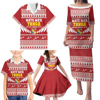 Personalised Tonga Rugby Christmas Family Matching Puletasi and Hawaiian Shirt Mate Maa Tonga Ngatu Pattern LT14 - Polynesian Pride