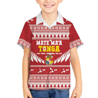Personalised Tonga Rugby Christmas Family Matching Short Sleeve Bodycon Dress and Hawaiian Shirt Mate Maa Tonga Ngatu Pattern - Polynesian Pride